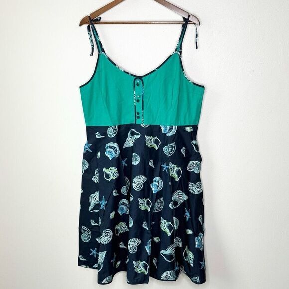 Modcloth Waving From The Waterfront Tie Shoulder Fit and Flare Cotton Dress - Wo - Picture 2 of 10